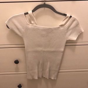 White shirt sleeve sweater